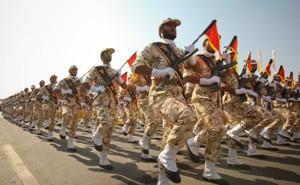IRGC marches during a 2011 parade commemorating the anniversary of the Iran-Iraq War in the 1980s.